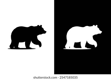 Icono de la silueta del oso del logotipo de Ilustración vectorial. Icono de Vector plano de silueta de oso para App y Sitios web de fauna silvestre