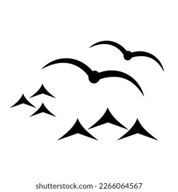 Vector illustration, logo, bird flock icon. Isolated on a white background.