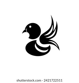 Vector illustration of a logo with a black silhouette of a dove