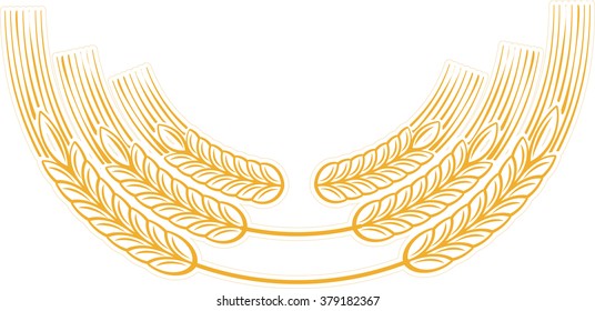 Vector Illustration Logo Or Border Element Of A Few Ripe Wheat Ears.