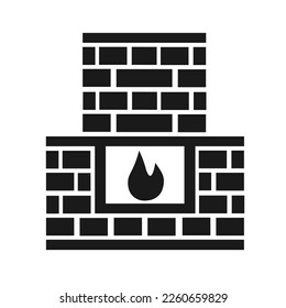 Vector illustration, logo, brick fireplace icon. Editable. Isolated on a white background.