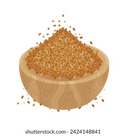 Vector illustration logo of brown sugar in a wooden bowl