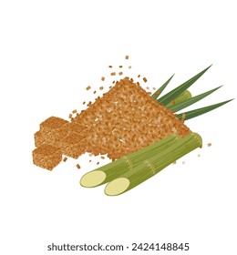 Vektorgrafik-Logo von braunem Zucker mit Zuckerrohr