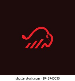 vector illustration. a logo with a bull concept in the form of a simple line art. sport, technology and automotive