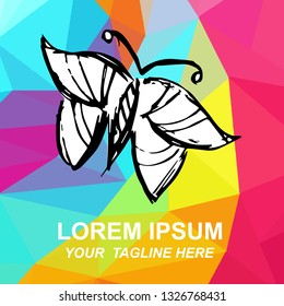 Vector Illustration Logo of Butterfly Nature with Geometric Polygon Background for Isolated Graphic Design Outline, Sign, Symbol and more