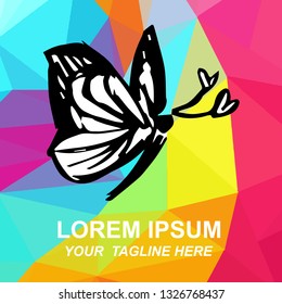 Vector Illustration Logo of Butterfly Nature with Geometric Polygon Background for Isolated Graphic Design Outline, Sign, Symbol and more