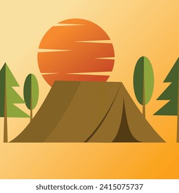 
Vector illustration of a logo for camping, tent, forest, nature.