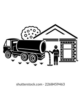 Vector illustration, logo, car icon for septic tank. Isolated on a white background.