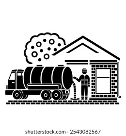 Vector illustration, logo, car icon for septic tank. Isolated on a white background.	