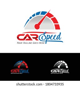 A Vector Illustration Logo Of Car Speed Logo In Blue And Red Color Combo