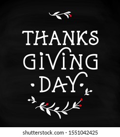 Vector illustration for logo, cards, labels, web, banners, icon. Hand drawn Happy Thanksgiving typography poster.