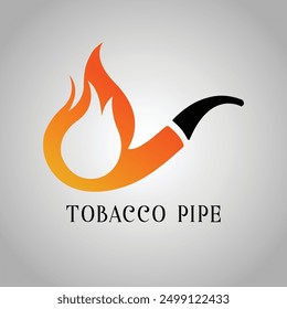 Ilustración vectorial y logotipo de una pipa de tabaco de estilo detective envuelta en llamas, fusionando Elementos antiguos y ardientes. Ideal para diseños atrevidos y llamativos.