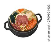 Vector Illustration logo Clip art Haemultang Haemul Jeongol Spicy Seafood Hot Pot