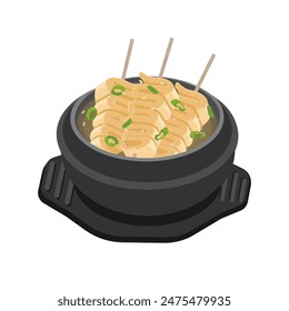 Vector illustration logo Clip art Korean fish cake soup odeng or Eomuk on a Ttukbaegi