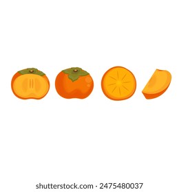 Vector illustration logo Clip art set of a persimmons fruits slice