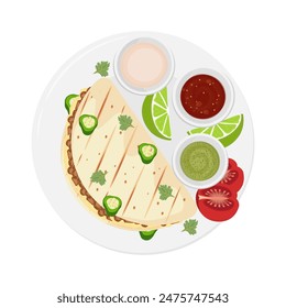 Vector illustration logo clip art Top view Mexican tortilla quesadilla 