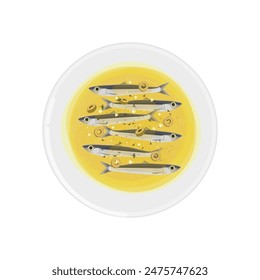 Vector illustration logo Clip art Fresh Anchovies vinegar