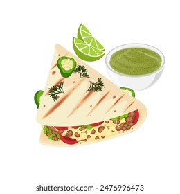 Vector illustration logo clip art Grilled quesadillas with guacamole