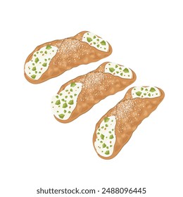 Vector illustration logo Clip art Sicilian pistachio Cannoli