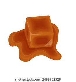 Vector illustration logo Clip art melted cube caramel candy Butterscotch 