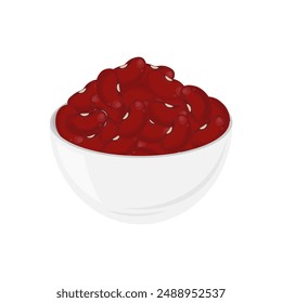 Vector illustration logo Clip art Red beans or kidney beans on a bowl