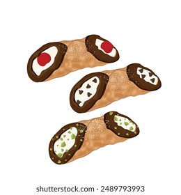 Vector illustration logo Clip art Delicious Sicilian Cannoli