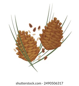 Vector illustration logo Clip art raw pine nuts or pine cone 