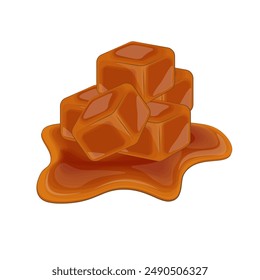 Vector illustration logo Clip art Cartoon melted Cube Butterscotch Caramel candies