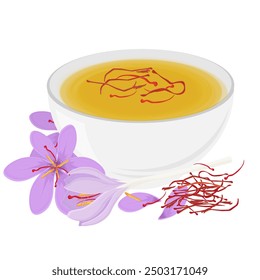 Vector Illustration Logo Clip Art Aromatic Saffron tea with Flower