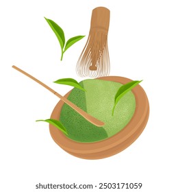 Vector Illustration Logo Clip Art Levitation Matcha Powder