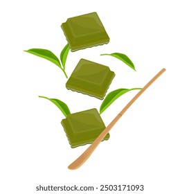 Vector Illustration Logo Clip Art levitation chocolate Matcha or Matcha Cube Matcha Block