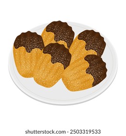 Vector Illustration Logo Clip Art Chocolate French Madeleine Cookies