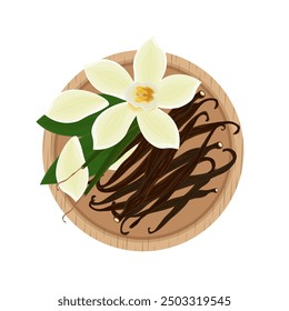 Vector illustration logo clip art Top View Vanilla flower and pods