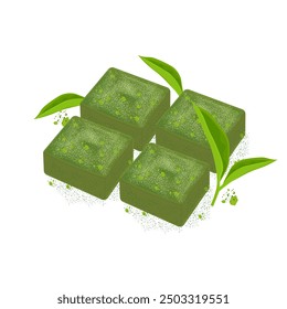 Vector Illustration Logo Clip Art Matcha Cube or Green tea Cube
