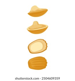 Vektorgrafik Logo Clip Art Set einer französischen Madeleine Cookies