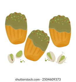 Vector Illustration Logo Clip Art Pistachio Madeleine Cookies