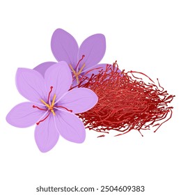 Vector Illustration Logo Clip Art Saffron with crocus flowers Isolated