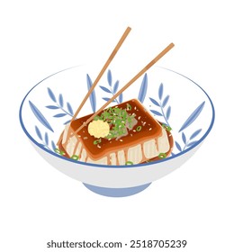 Vector Illustration Logo Clip art Japanese Traditional Food Hiyayakko With Chopstick
