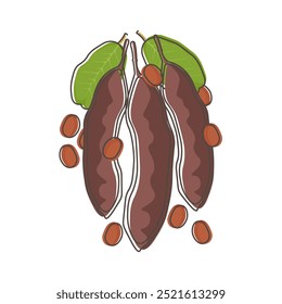 Vetor ilustração logotipo clip-art Cartoon superfood Pods de alfarroba 