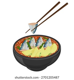 Vector Illustration Logo Clip art Ready to Eat Kkongchi Jorim or godeungeo jorim