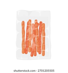 Ilustración vectorial Logo Clip art latiao picante gluten stick en un embalaje 