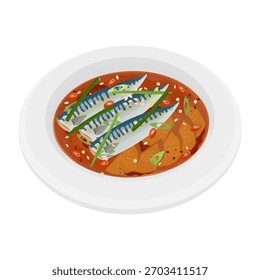 Ilustração de vetor Logo Clip art Kkongchi Jorim ou coreano Braised Saury