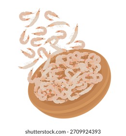 Ilustração vetorial Clip art Levitação Saujeot ou Salgado Marinado Camarão Pequeno 