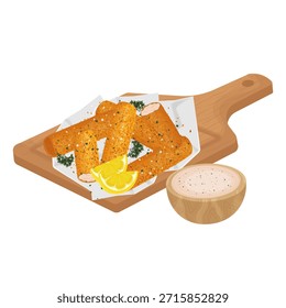 Vector Illustration Logo Clip art Fish Sticks Fish Fingers with Sauce