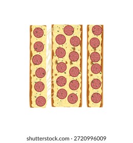 Vetor Ilustração Logo Clip art Vista superior Fatia longa da pizza com Pepperoni Topping 