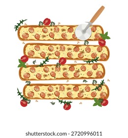 Vektorgrafik Logo ClipArt Long Pizza Slice oder Nicho Korean Pizza