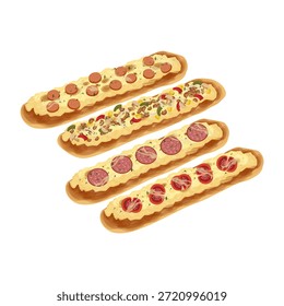 Vector Illustration Logo Clip art Delicious Long Pizza Slice