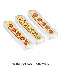 Vektorgrafik Logo ClipArt Street Food Nicho Koreanische Pizza oder Lange Pizzaschnitten Pizza Panjang
