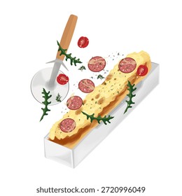 Vektorgrafik Logo ClipArt Levitation Long Pizza Slice oder Nicho Korean Pizza