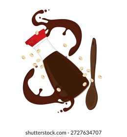 Vektor Illustration Logo Clip Art Levitation Double Brewed Soy Sauce oder Shoyu 